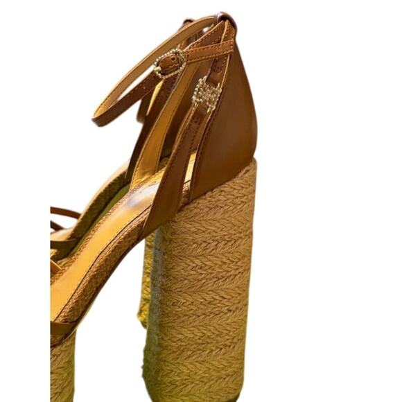 Sam Edelman “Kade” Leather and Jute Heeled Sandals in Brown – NEW – Size 9 M - Picture 6 of 10